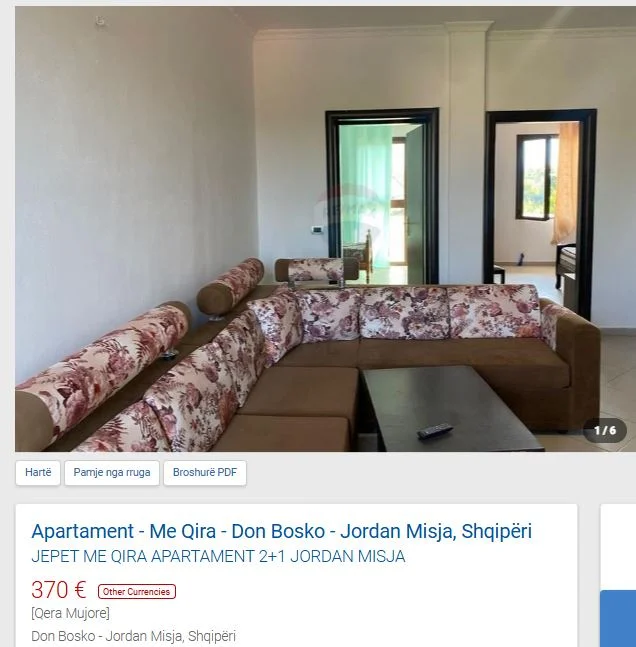 Tirane, jepet me qera apartament 2+1 Kati 2, 100 m² 370 € (JORDAN MISJA)