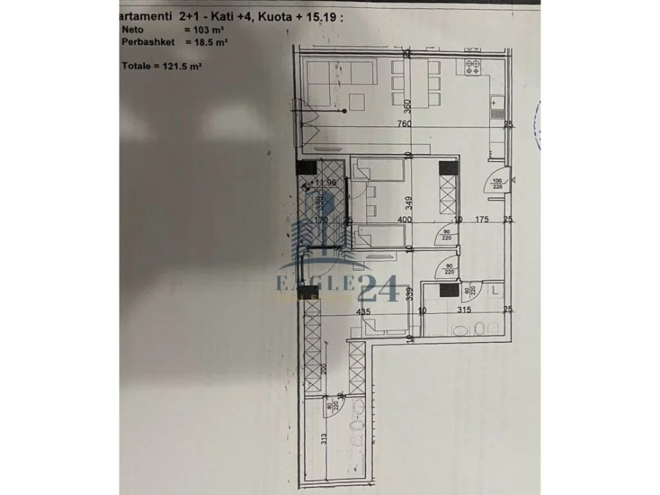 Tirane, shitet apartament 2+1 Kati 4, 121 m² 176.200 € (dritan hoxha)