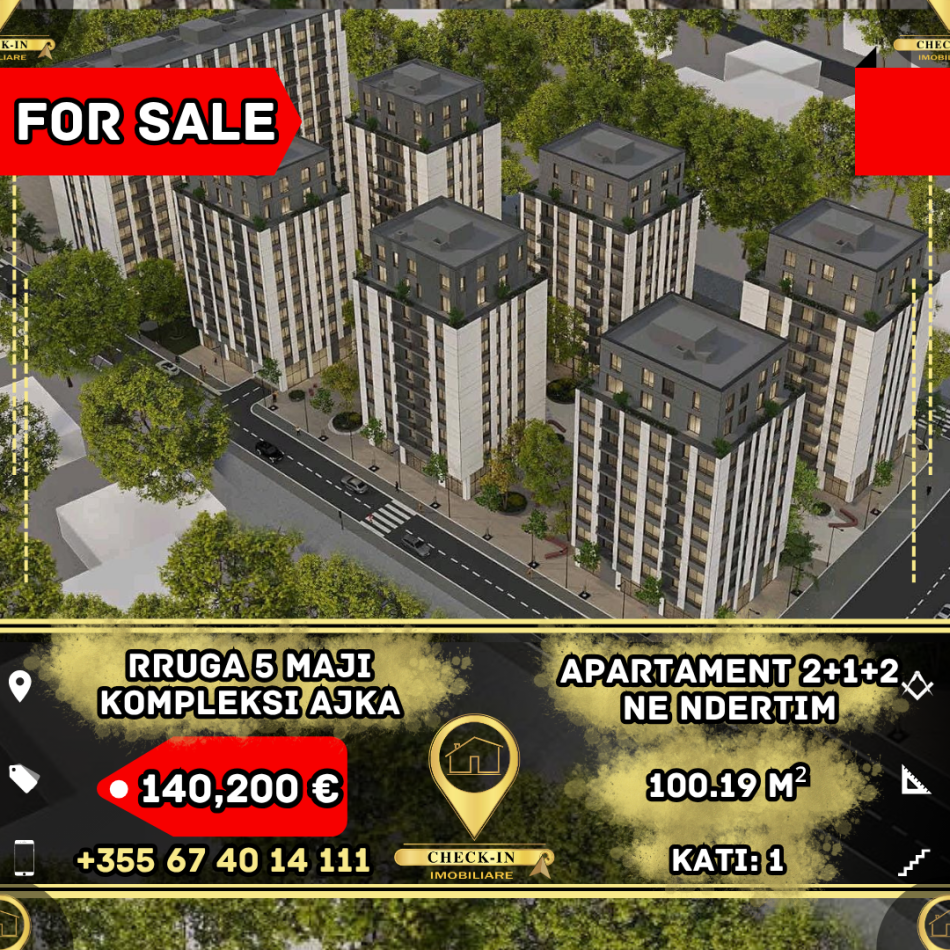 Tirane, shitet apartament 2+1+Aneks+Ballkon Kati 1, 100 m² 140.200 € (Rruga 5 Maji)