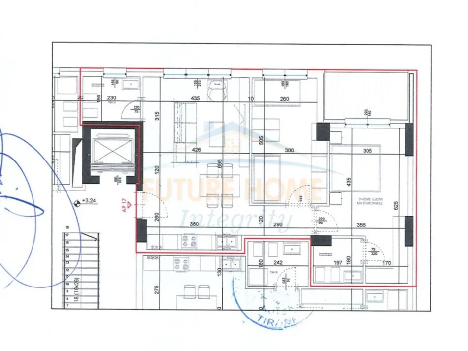 Tirane, shitet apartament 2+1 Kati 6, 112 m² 157.000 €