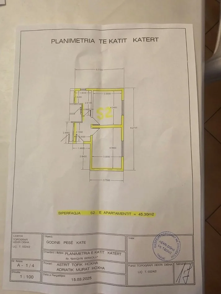 Tirane, shitet apartament 1+1 Kati 4, 45 m² 130.000 € (Posta Shqiptare , Qender)