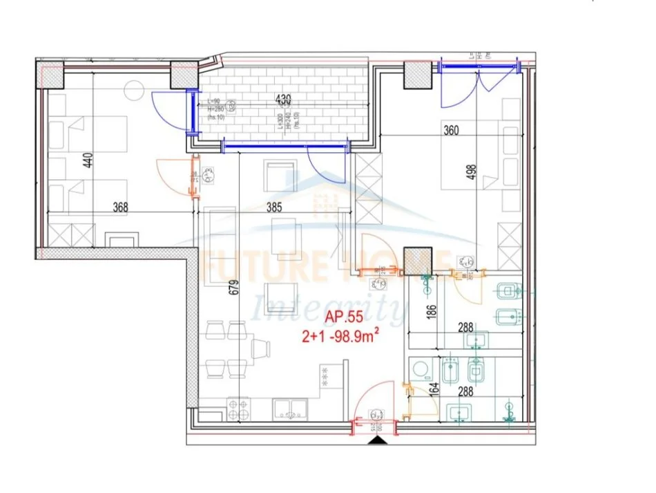 Tirane, shitet apartament 2+1 Kati 9, 118 m² 245.000 € (Mara Residence, Don Bosko)