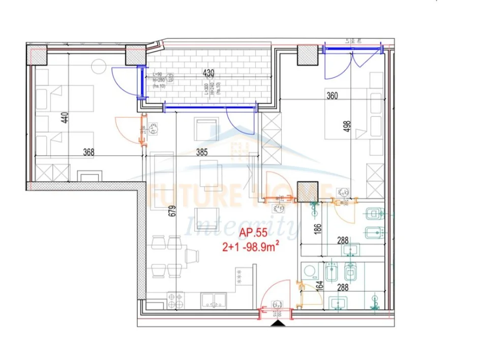 Tirane, shitet apartament 2+1 Kati 9, 117 m² 245.000 € (Mara Residence, Don Bosko)