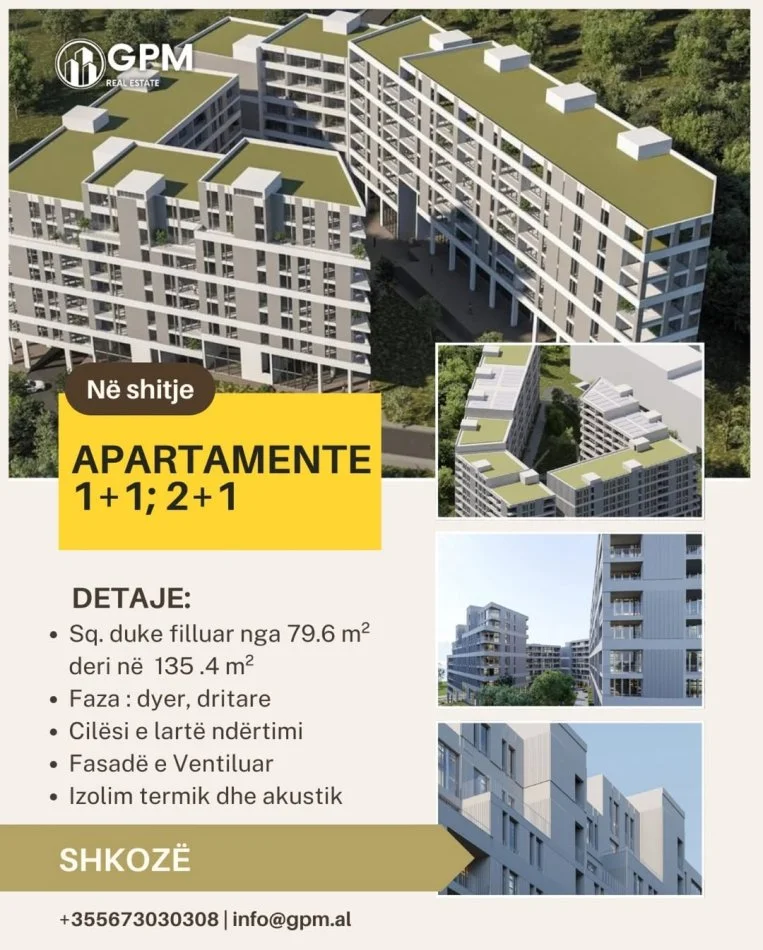 Tirane, shiten  apartamente 1+1 dhe 2+1 ne shitje ne Shkoze.