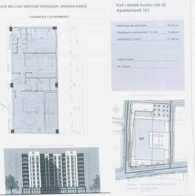 Tirane, shitet apartament Kati 8, 98 m² 1.100 Euro/m2