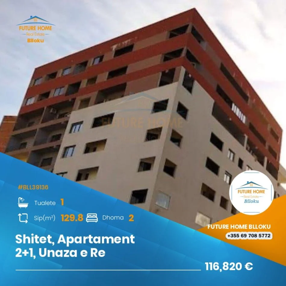 Shitet, Apartament 2+1 Unaze e Re, Tirane
