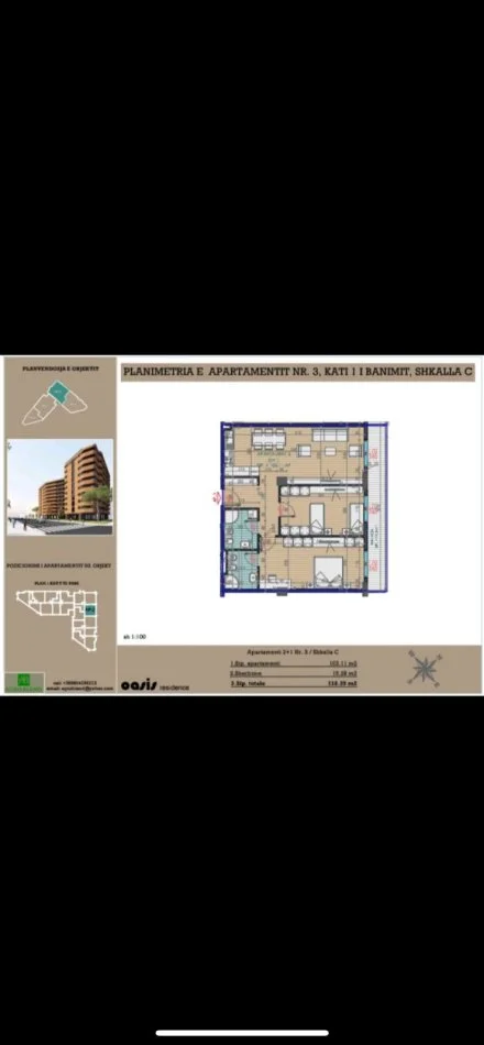 Tirane, shitet apartament 2+1+Aneks+Ballkon Kati 1, 118 m² 250.000 € (Kompleksi Oazis Astir)