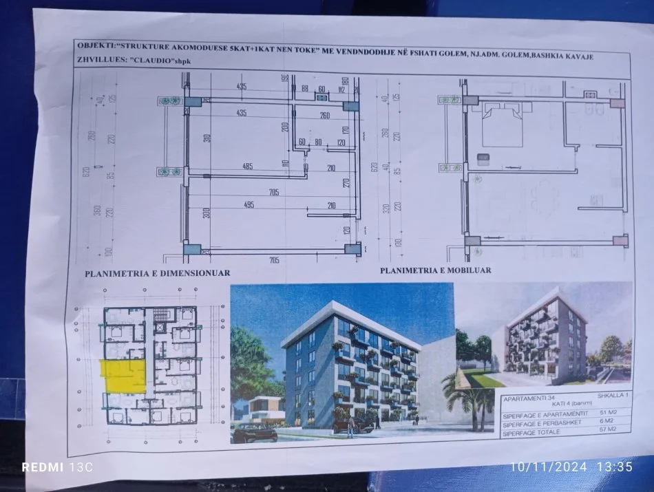 Durres, shitet apartament 1+1 Kati 4, 57 m² 57.000 € (Golem, Durres)