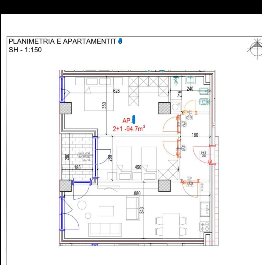 Tirane, shitet apartament 2+1 Kati 4, 113 m² 210.000 € (laprake)