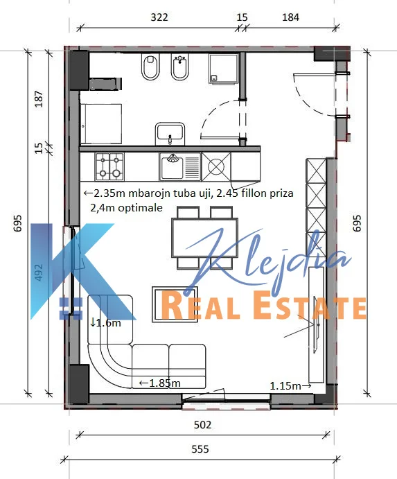 Tirane, jap me qera zyre Kati 1, 47 m² 250 € (Kompleksi Kaimi Ne Ali Dem)