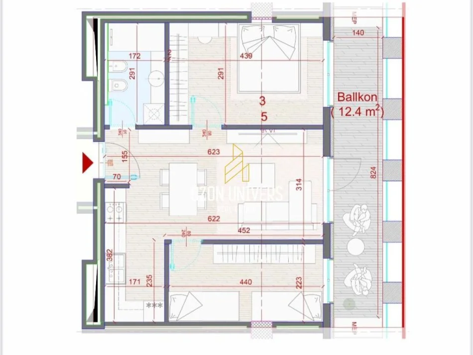 Tirane, shitet apartament 2+1+Ballkon Kati 5, 100 m² 252.000 € , Manhatan Residence (Zogu i Zi (pranë Kryqëzimit të Don Boskos))