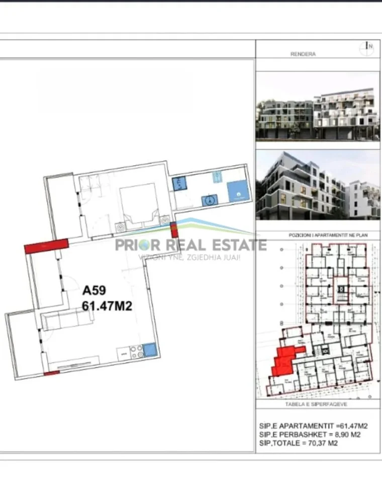 Durres, shitet apartament 1+1 Kati 3, 70 m² 77.370 € (Golem)