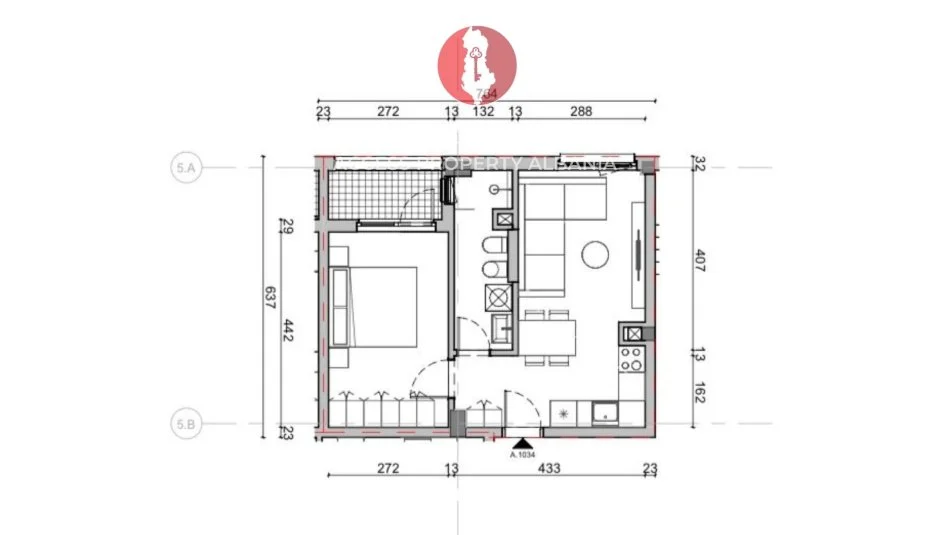Tirane, shes apartament 1+1 Kati 3, 55 m² 81.000 € 