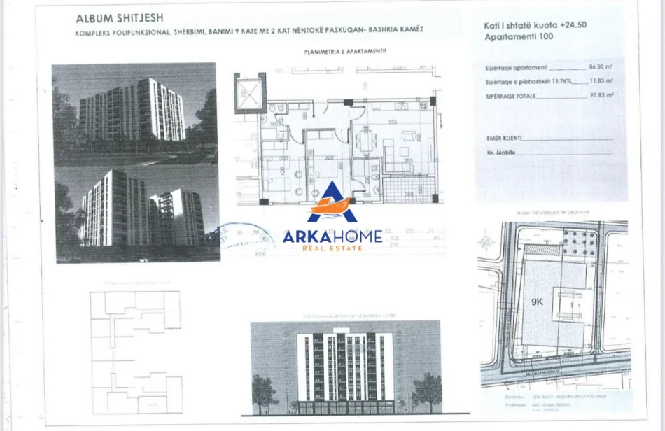 Tirane, shitet apartament 2+1+Ballkon Kati 7, 86 m² 141.854 € 