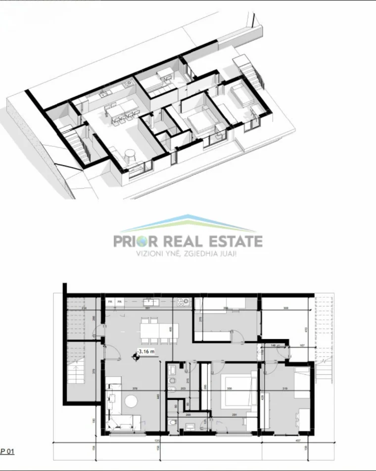 Tirane, shitet apartament 3+1+2 me 1 POST Parkimi ,Kati -1, 125 m² 330.000 € (Liqeni i Farkës)