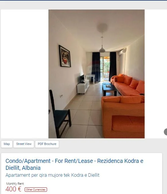 Tirane, jepet me qera apartament 2+1 Kati 0, 70 m² 400 € (KODRA E DIELLIT)
