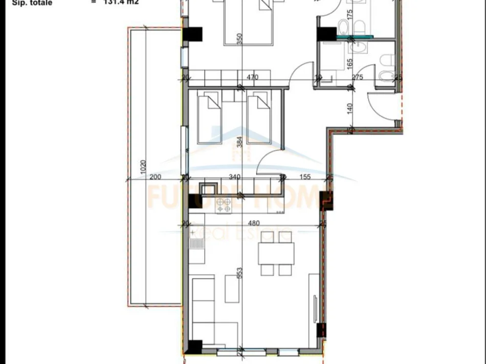Tirane, shes apartament 2+1+Ballkon Kati 1, 132 m² 124.830 € (ALUNA)