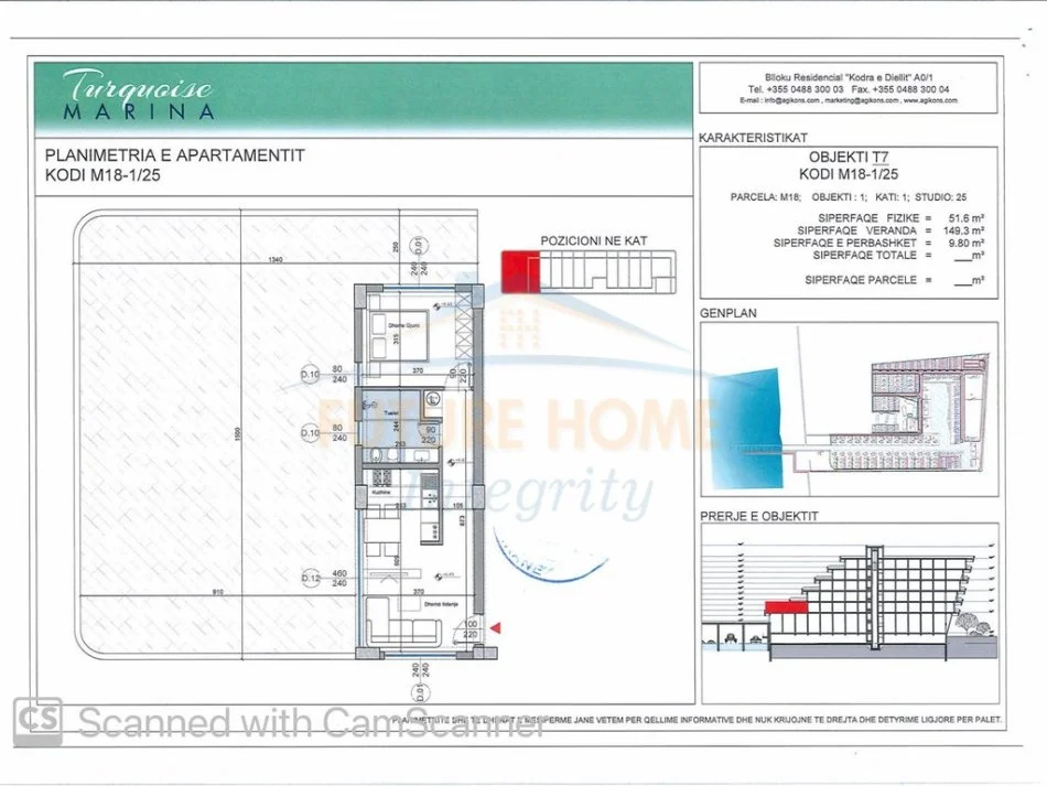 Durres, shitet apartament 1+1 Kati 1, 61 m² 203.600 € (Kompleksi Turquoise Marina, Hamallaj.)