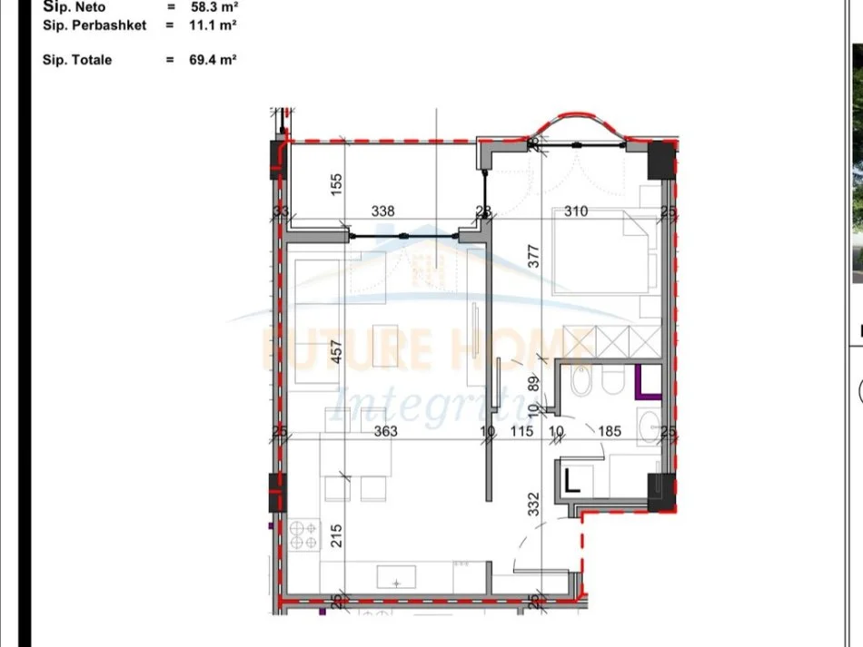 Tirane, shitet apartament 1+1 Kati 4, 69 m² 83.300 € (Aluna Complex, Paskuqan)