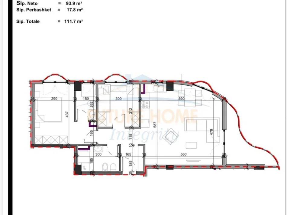 Tirane, shitet apartament 2+1 Kati 4, 111 m² 134.040 € (Paskuqan)