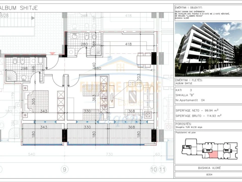 Vlore, shitet apartament 2+1+Ballkon Kati 3, 115 m² 287.300 € (Vlore)