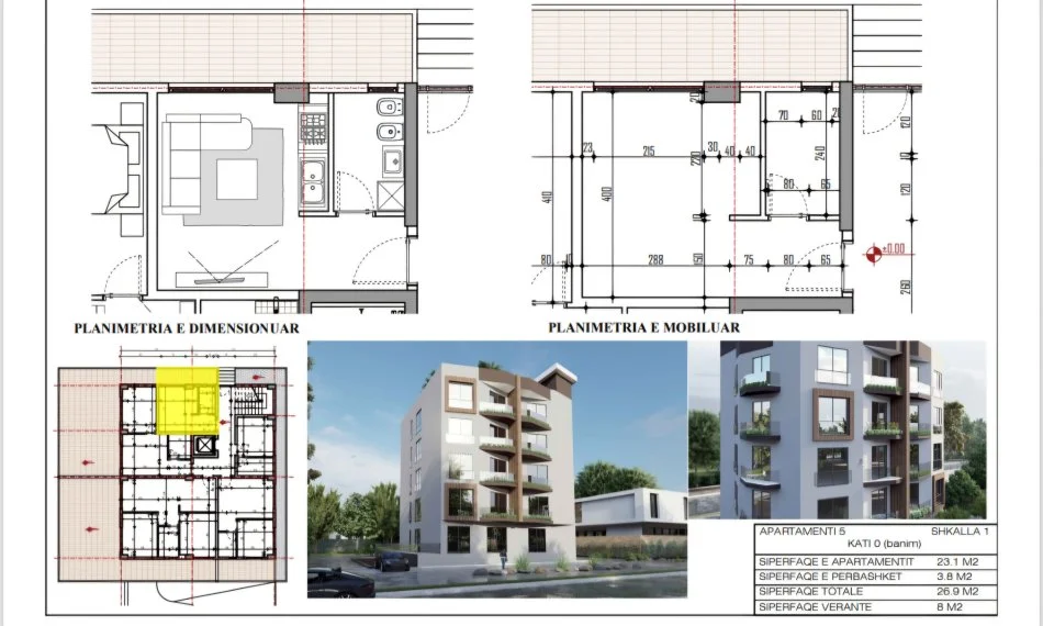 Durres, shitet garsonier 1+1 Kati 0, 24 m² (Golem)