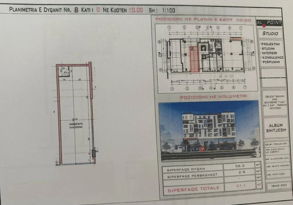 Tirane, shes dyqan Kati 0, 61 m² (Rruga e Dibres)