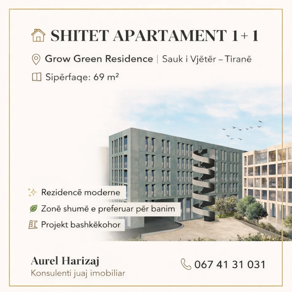 Tirane, shes apartament 1+1 Kati 4, 69 m² 117.300 € 