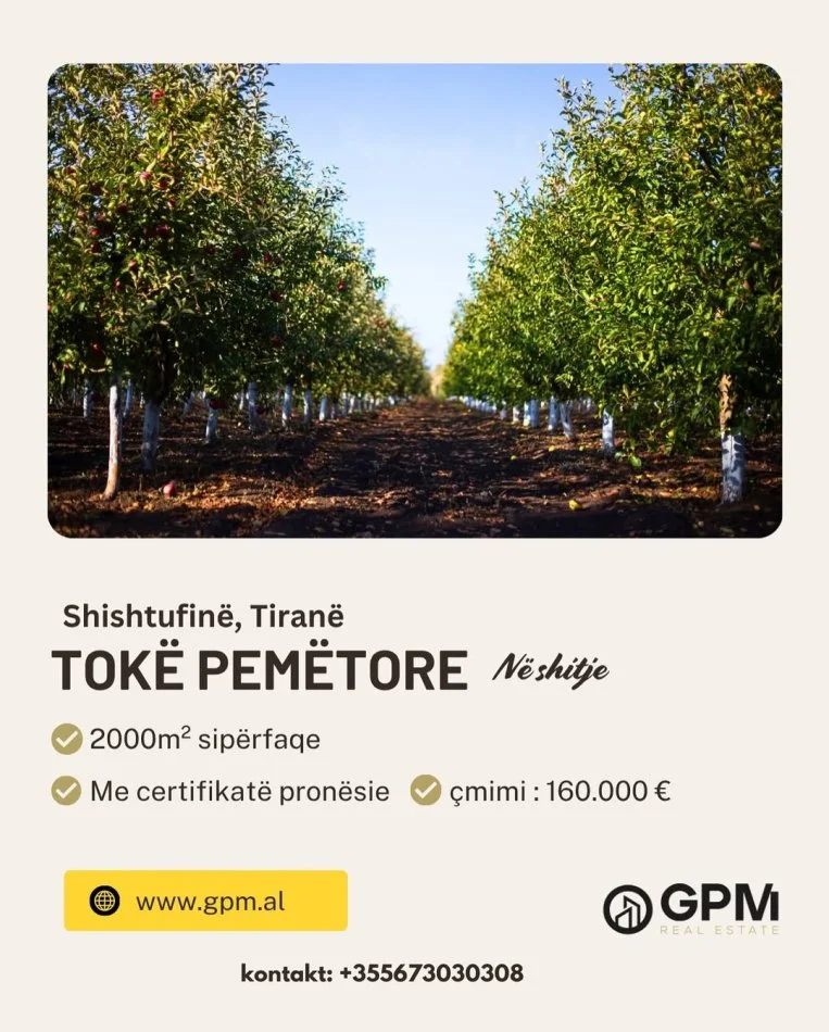 Tirane, shitet toke , 2.000 m² 160.000 € .