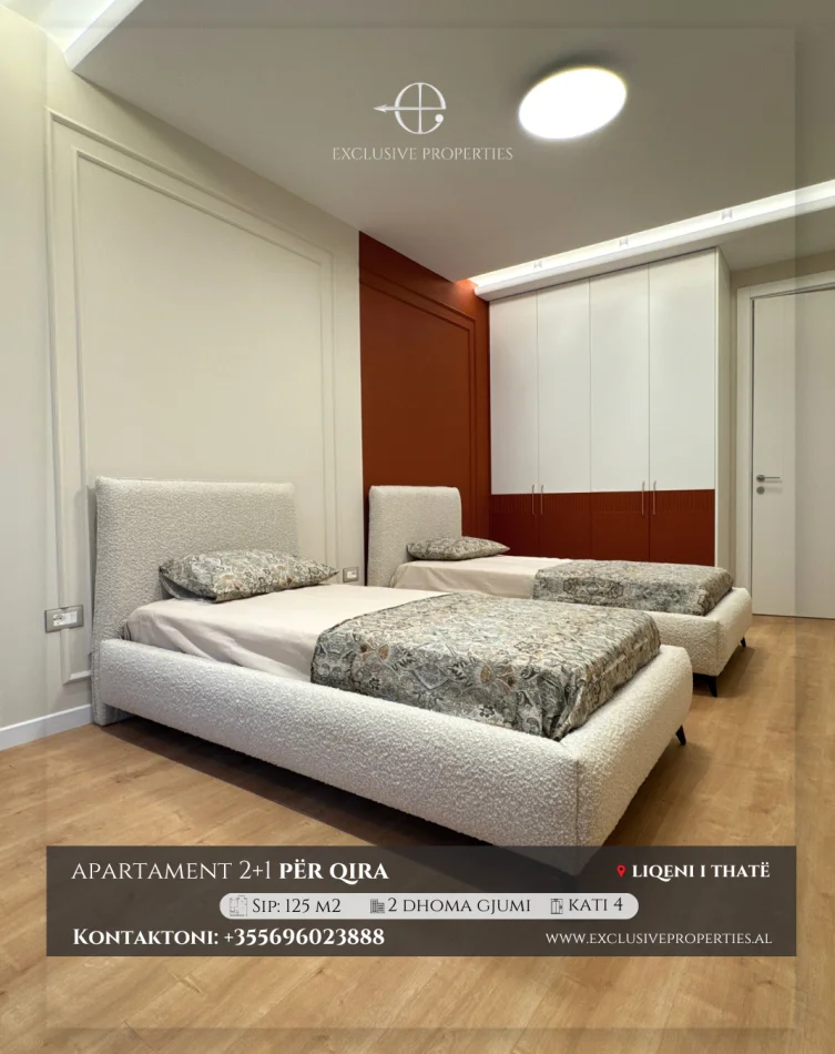 Tirane, jepet me qera apartament 2+1+Ballkon Kati 4, 1.500 € 