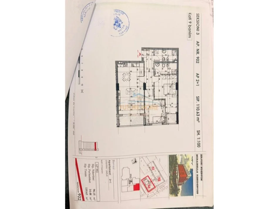 Tirane, shitet apartament 2+1+2+Ballkon Kati 9, 111 m² 215.000 € (Oxhaku, Kompleksi Mirabella)