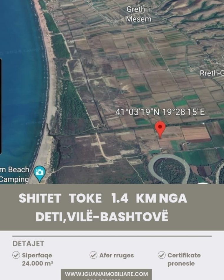 Kavaje, shitet toke ne bregdet , 24.000 m² 600.000 € (Vile-Bashtove,Kavaje)