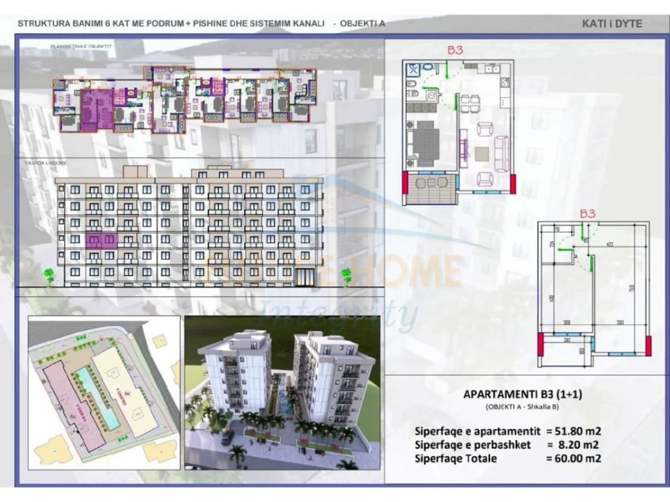 Durres, shitet apartament 1+1 Kati 2, 60 m² 66.000 € (Mali i Robit)