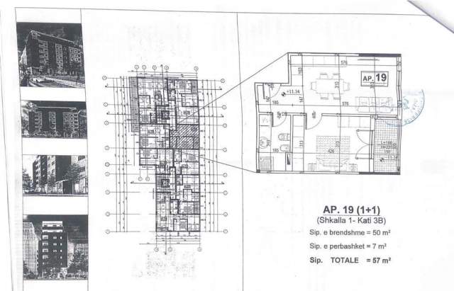 Tirane, shes apartament 1+1+BLK Kati 3, 57 m² 91.000 Euro (Shkolla e Kuqe)