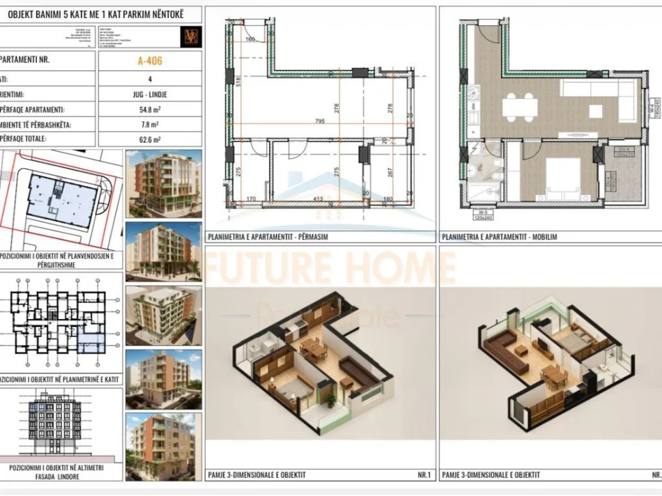 Durres, shitet apartament 1+1+Ballkon Kati 4, 63 m² 81.380 € 