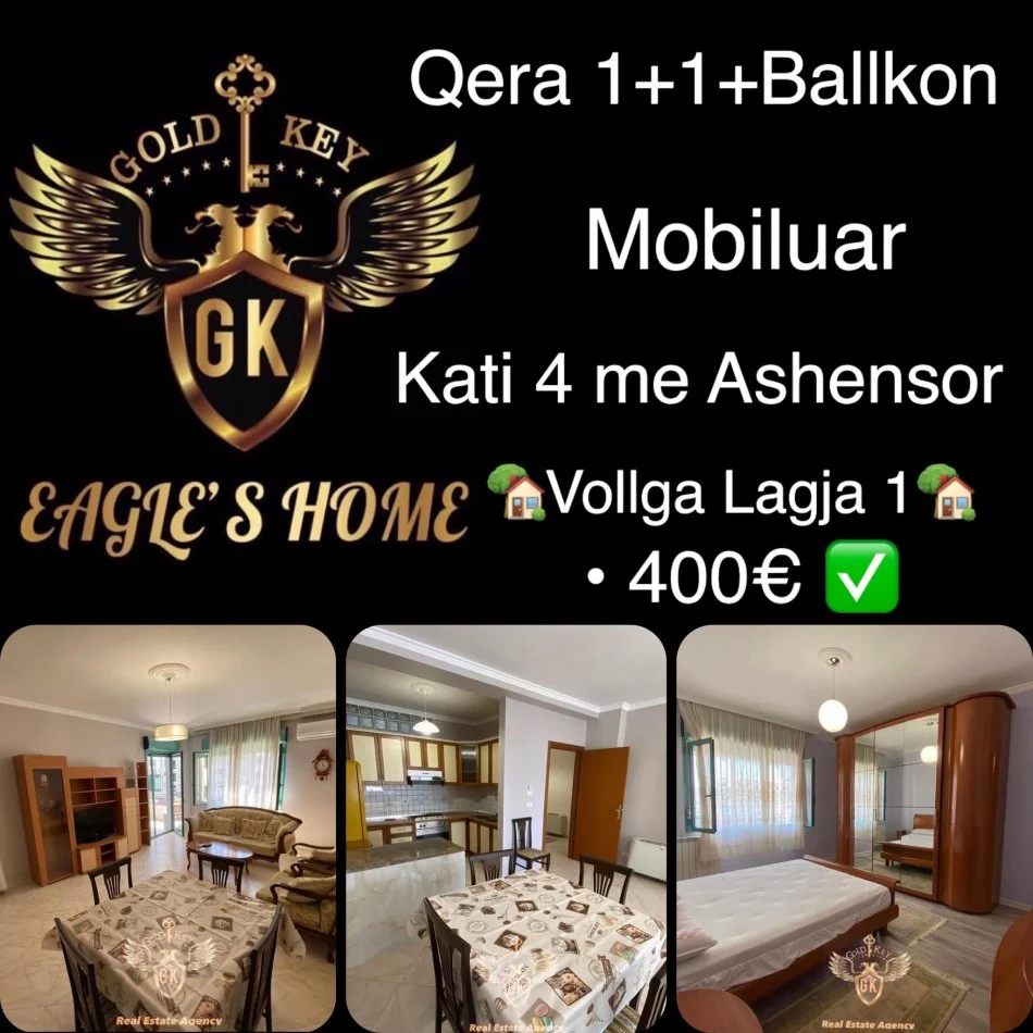 Apartament me Qera 
• Sistemi 1+1 + Ballkon
• Kati 4 Pallat me ashensor,
• Total Mobiluar,
• Kondicioner, Ballkon me orientim nga deti,
• Jepet per afatgjate dhe familjar
🏡Lagja 1,Vollga🏡
• 400€ neto ✅ 
WEB LINK : https://goldkeyrealestate.al/.../DetajetePro.../15473662Post Nr : 15473662
_________