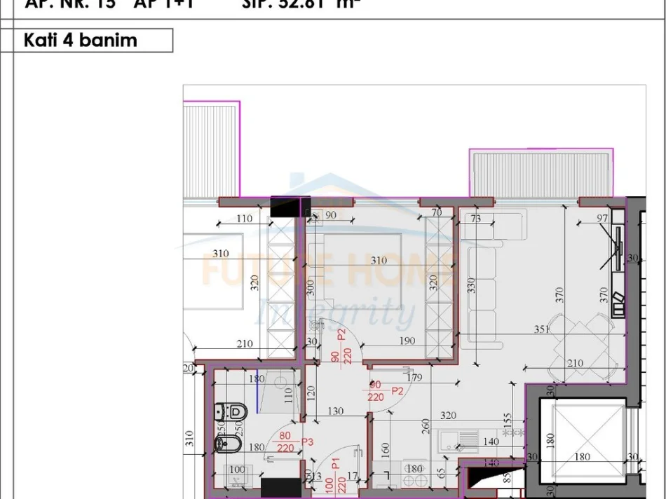 Tirane, shitet apartament 1+1 Kati 4, 52 m² 57.800 € (Kodra e Liqenit, Paskuqan)