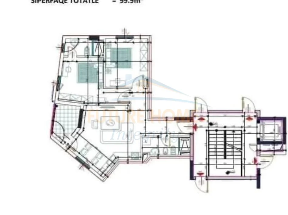 Tirane, shitet apartament 2+1+Ballkon Kati 2, 100 m² 