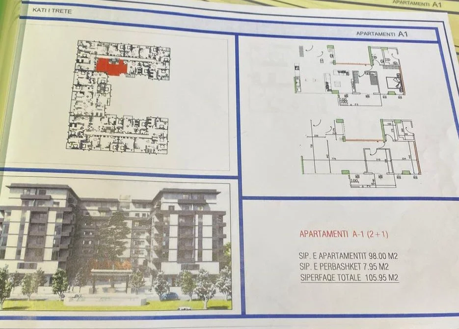 Durres, shitet apartament 2+1+Ballkon Kati 3, 106 m² 106.000 € (Golem)