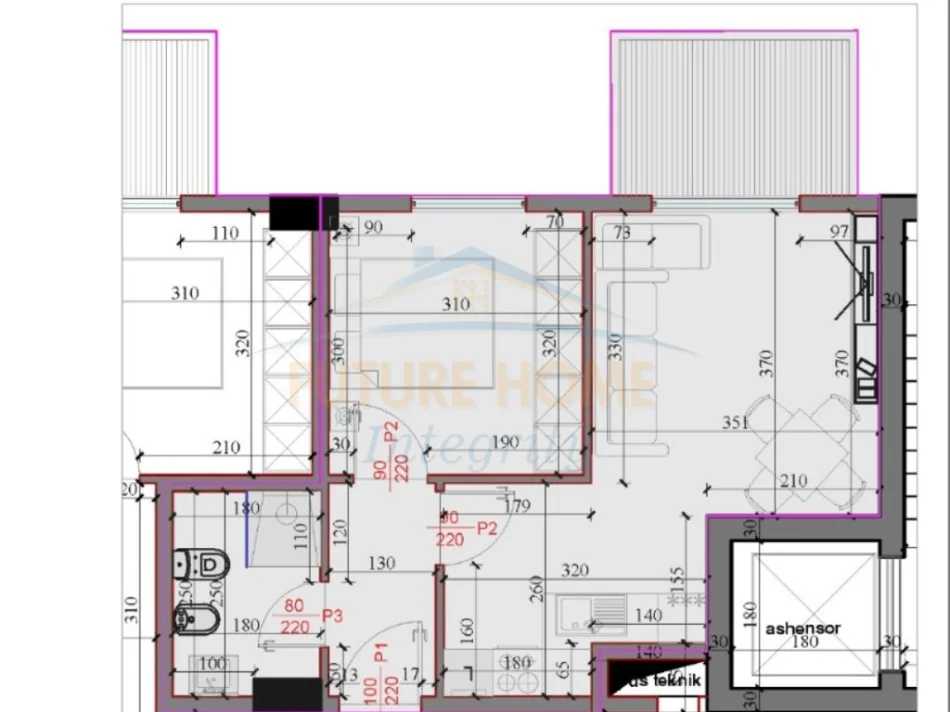 Shqiperi, shitet apartament 1+1 Kati 3, 56 m² 53.276 € (PASKUQAN)