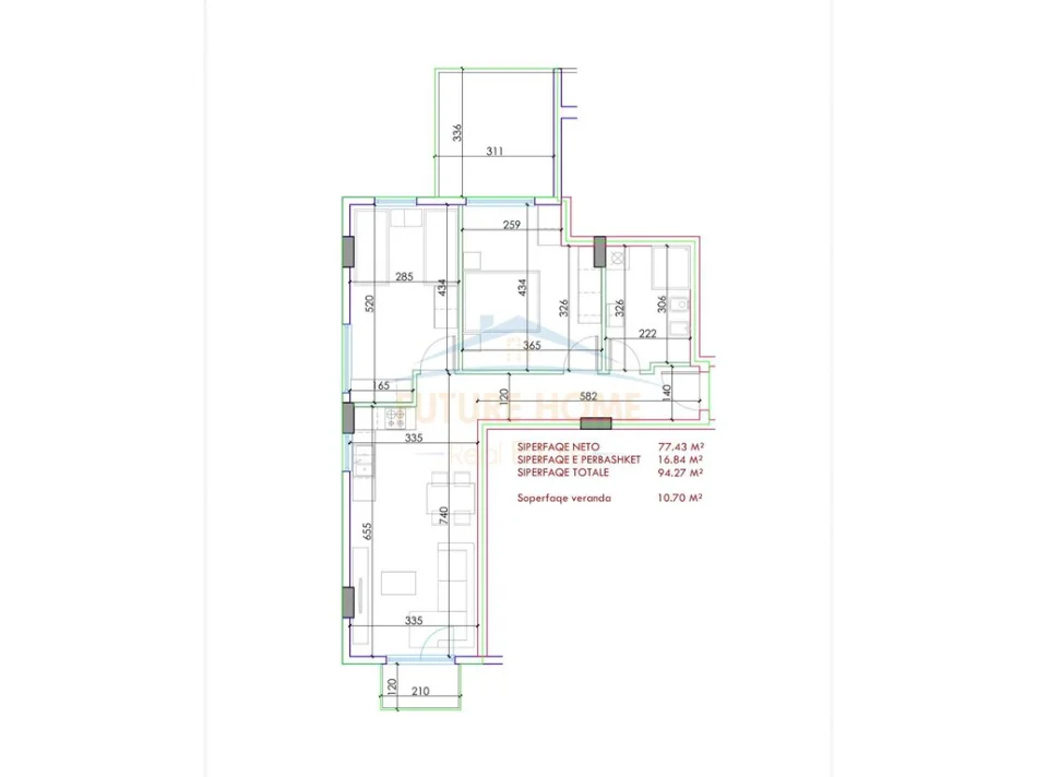 Tirane, shes apartament 2+1+Ballkon Kati 3, 94 m² 179.350 € 