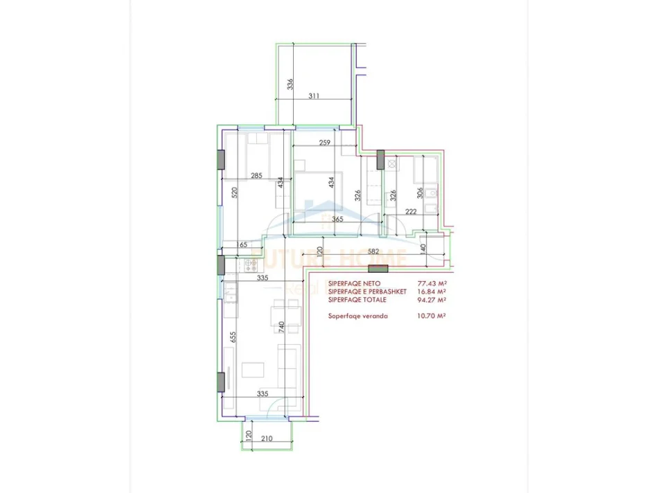 Tirane, shitet apartament 2+1+Ballkon Kati 3, 94 m² 179.350 € (Don Bosko, Urban Vista)