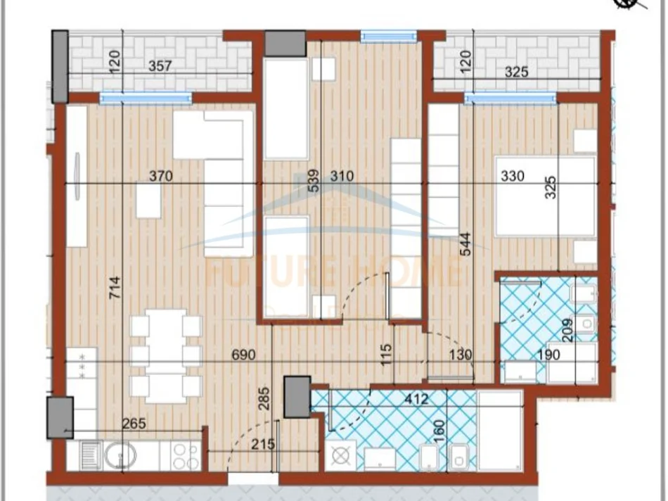 Tirane, shitet apartament 2+1 Kati 6, 106 m² 191.700 € 