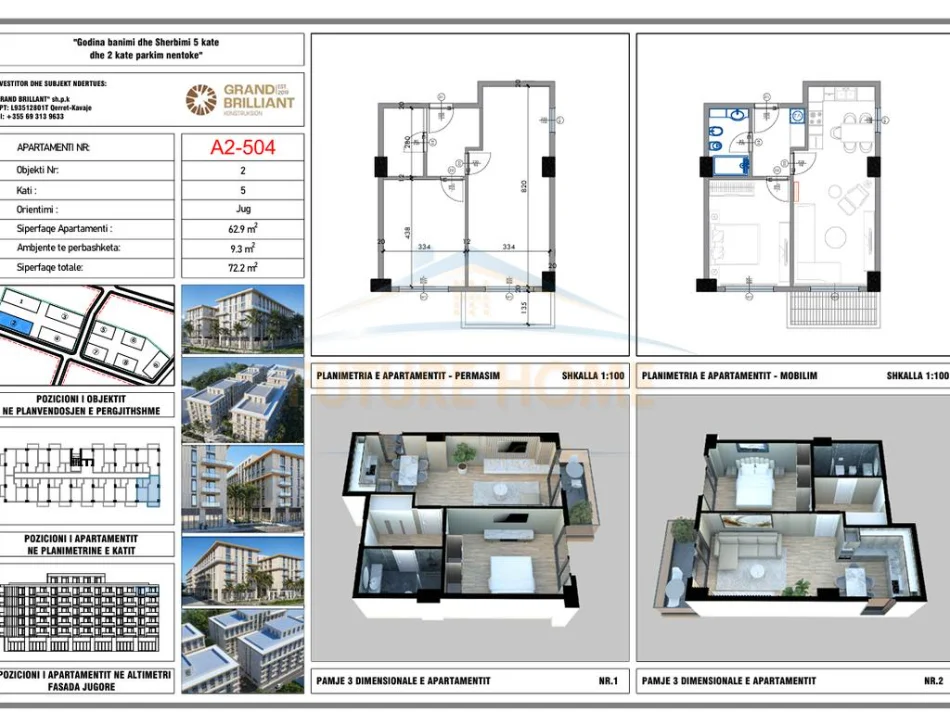 Durres, shitet apartament 1+1 Kati 5, 72 m² 108.300 € 