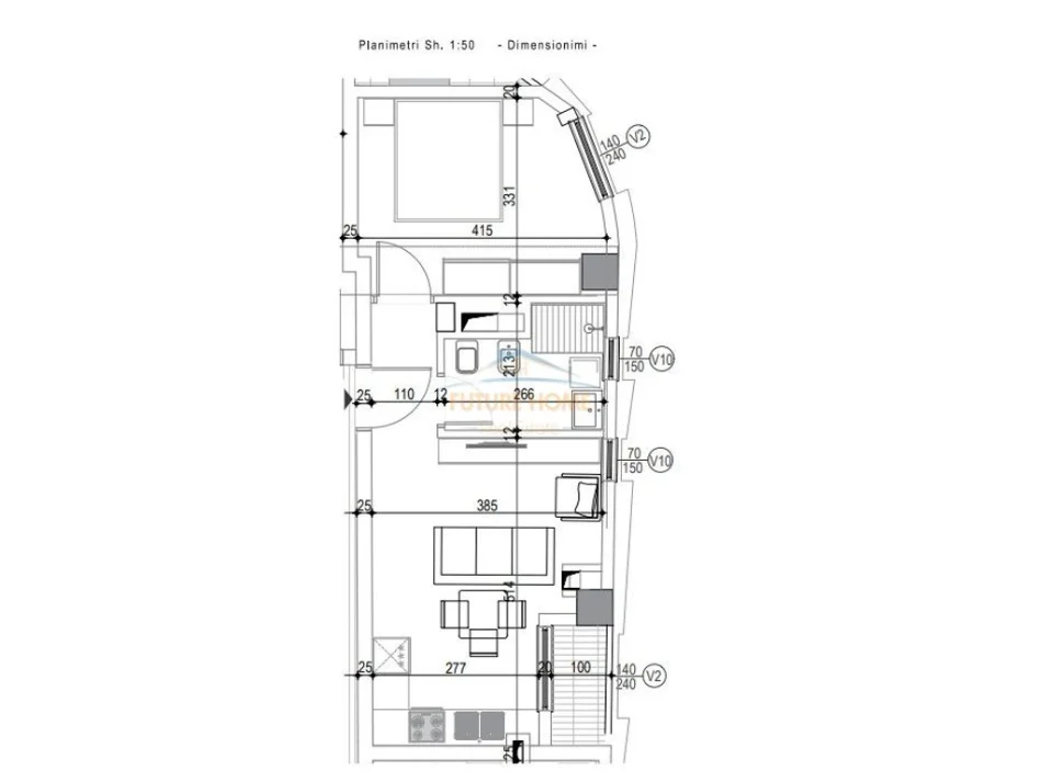 Tirane, shitet apartament 1+1+Aneks+Ballkon Kati 1, 55 m² 171.500 € (KOMNA PARISIT PERBALLE KIKA 2)