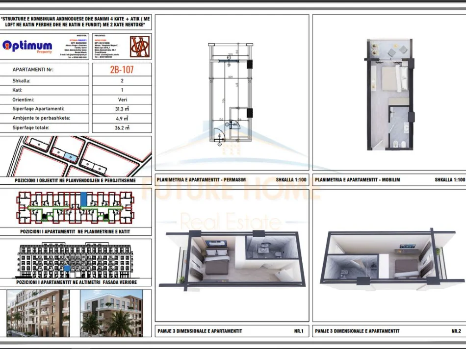 Qerret, shitet garsonier Kati 1, 36 m² 48.870 € (Rezidenca Adria Qerret, Kavajë)