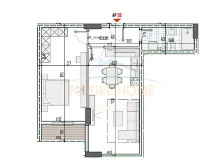 Tirane, shitet apartament 1+1 Kati 3, 79 m² 94.776 € 