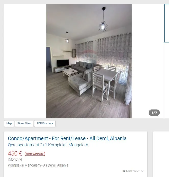 Durres, jepet me qera apartament 2+1 Kati 5, 80 m² 450 € (ALI DEMI MANGALEM)