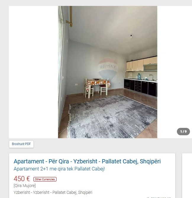 jepet me qera apartament 2+1 Kati 4, 110 m² 450 € (PALLATET CABEJ)