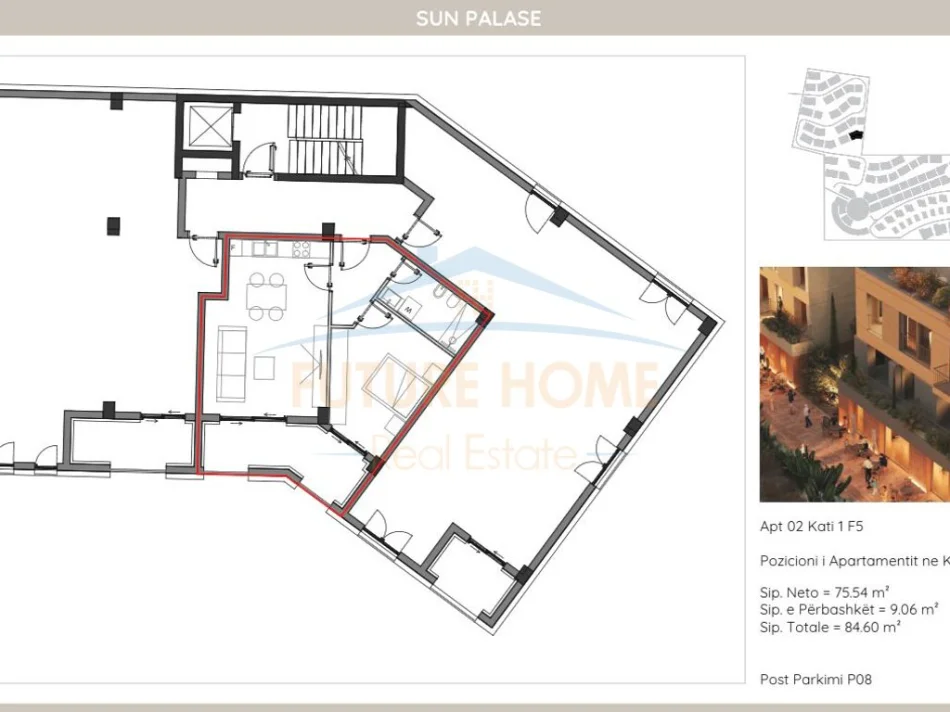 Dhermi - Palase, shitet apartament 1+1 Kati 1, 84 m² 228.420 € (Sun Palase Residence, Palasë)